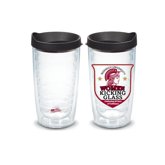 Women Kicking Glass classic 16oz Tervis® tumblers feature double-walled construction for hot or cold temperature retention.
