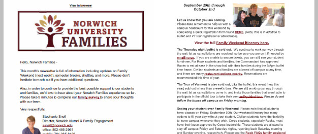 Image of Sept. Familes eNews, first few sections