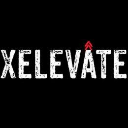 logo white on black, with red accent, for Xelevate