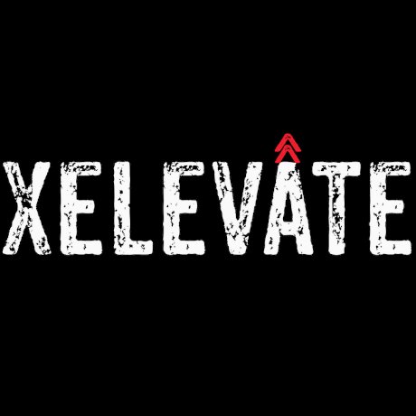 logo white on black, with red accent, for Xelevate