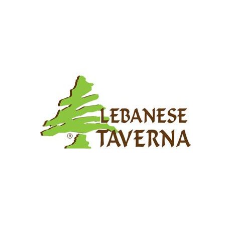 logo for "Lebanese Taverna" restaurant: graphic of tree right, name of restaurant left
