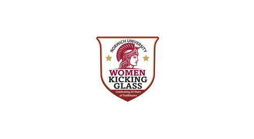 Shield Logo for Norwich University Women Kicking Glass