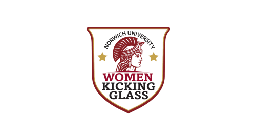 Shield Logo for Norwich University Women Kicking Glass