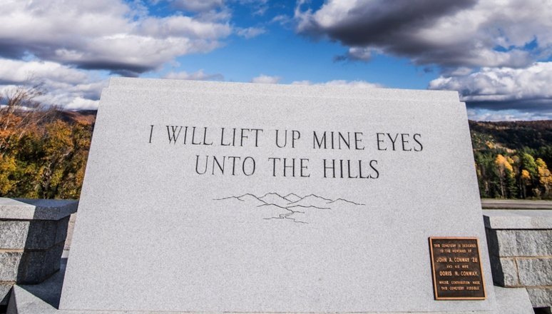 Marker at Norwich University Cemetery - "I will lift mine eyes unto the hills"