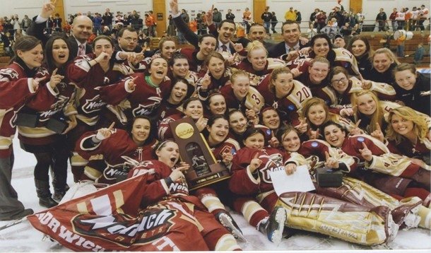 2010-11 NU Women's Hockey celebrating national championship